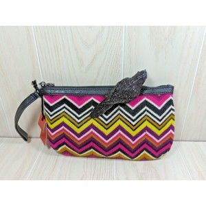 Missoni CUSTOMIZED purse wristlet handbag purple black chevron raven crow bird